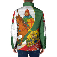 Hungary Padded Jacket with Knight and Angel Illustration Design and National Crest - Wonder Print Shop