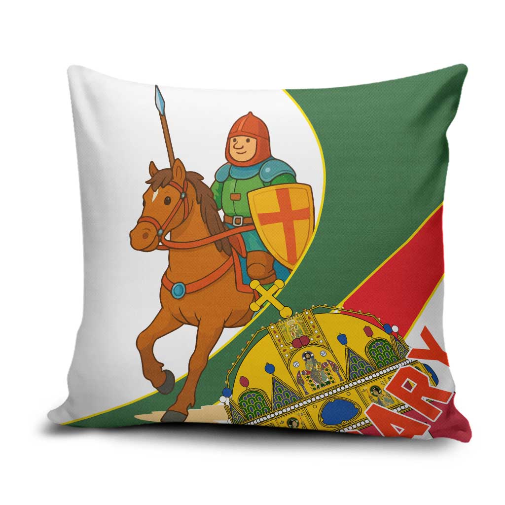 Hungary Pillow Cover with Knight and Angel Illustration Design and National Crest - Wonder Print Shop