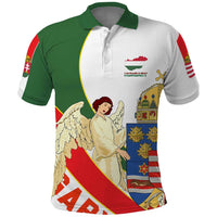 Hungary Polo Shirt with Knight and Angel Illustration Design and National Crest - Wonder Print Shop
