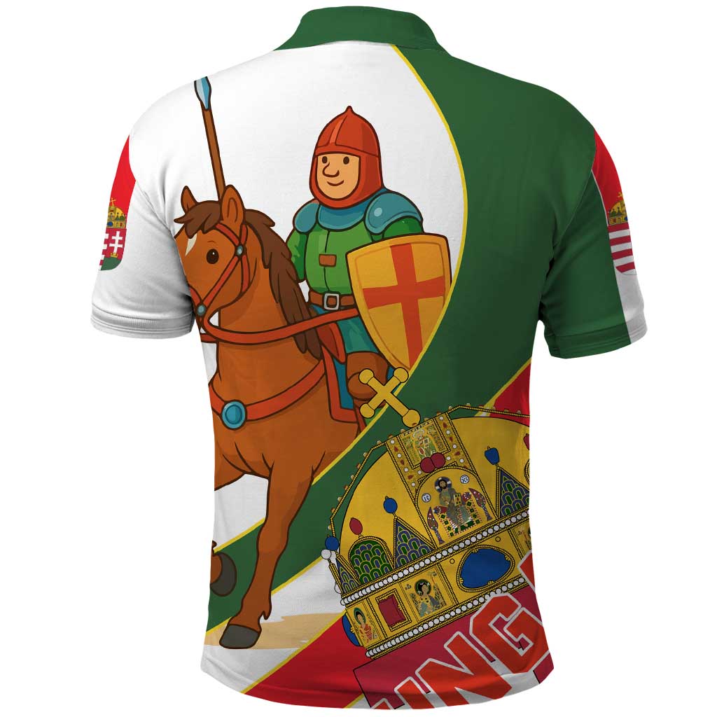 Hungary Polo Shirt with Knight and Angel Illustration Design and National Crest - Wonder Print Shop