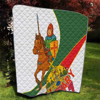 Hungary Quilt with Knight and Angel Illustration Design and National Crest - Wonder Print Shop