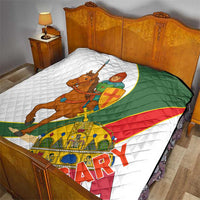Hungary Quilt with Knight and Angel Illustration Design and National Crest - Wonder Print Shop