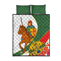 Hungary Quilt Bed Set with Knight and Angel Illustration Design and National Crest - Wonder Print Shop