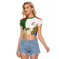 Hungary Raglan Cropped T Shirt with Knight and Angel Illustration Design and National Crest - Wonder Print Shop