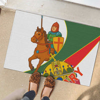 Hungary Rubber Doormat with Knight and Angel Illustration Design and National Crest - Wonder Print Shop