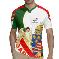 Hungary Rugby Jersey with Knight and Angel Illustration Design and National Crest - Wonder Print Shop