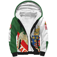 Hungary Sherpa Hoodie with Knight and Angel Illustration Design and National Crest - Wonder Print Shop
