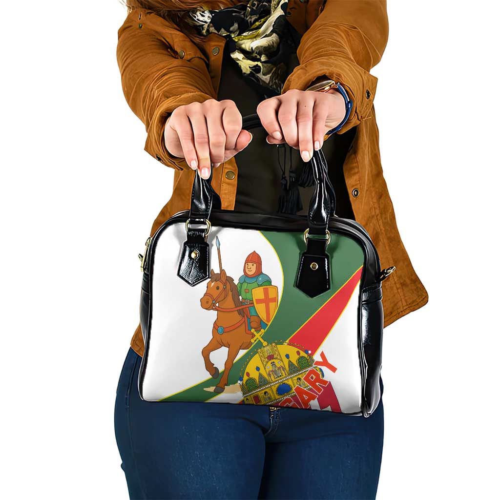 Hungary Shoulder Handbag with Knight and Angel Illustration Design and National Crest - Wonder Print Shop
