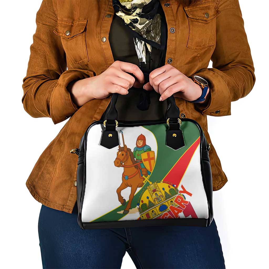 Hungary Shoulder Handbag with Knight and Angel Illustration Design and National Crest - Wonder Print Shop