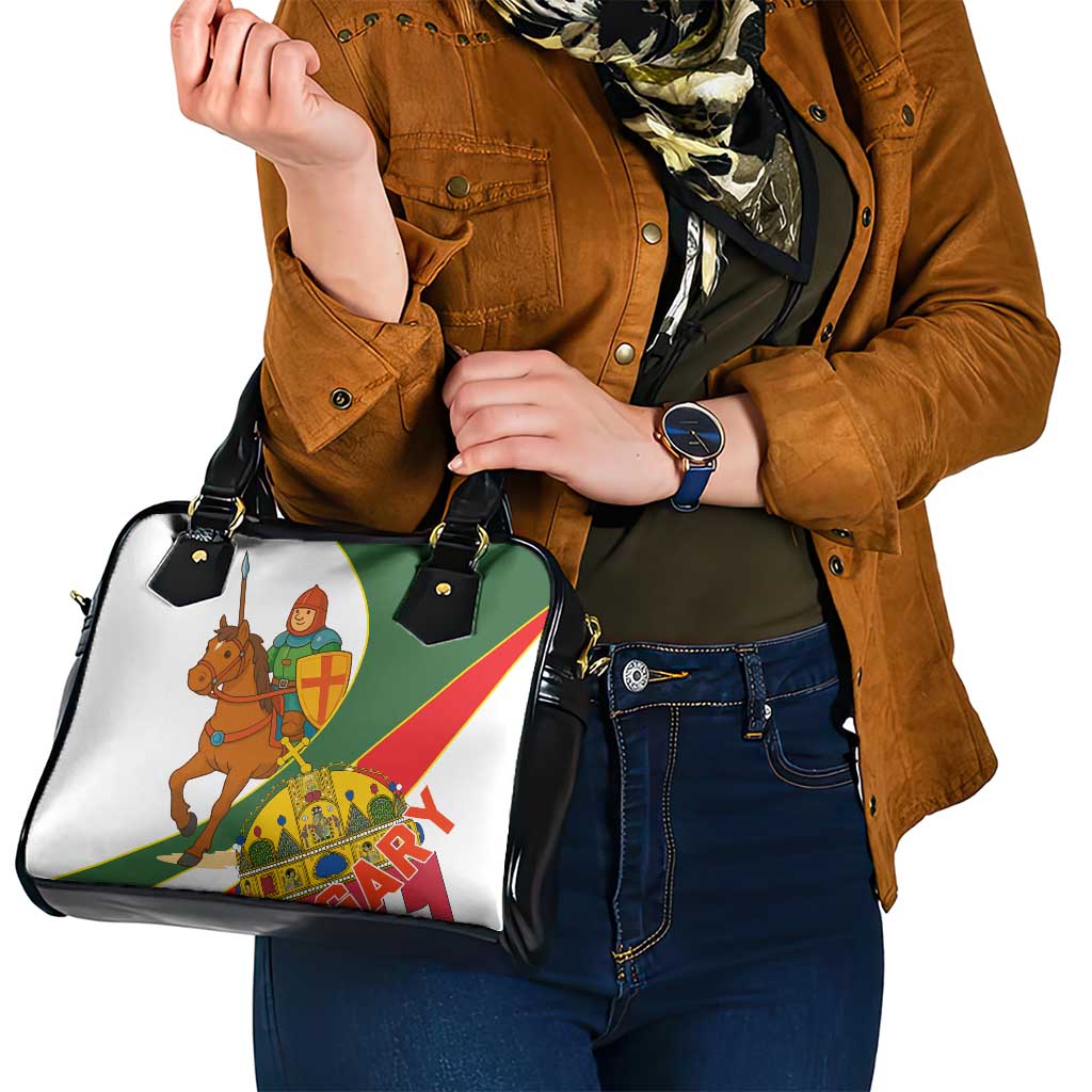 Hungary Shoulder Handbag with Knight and Angel Illustration Design and National Crest - Wonder Print Shop