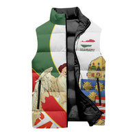 Hungary Sleeveless Puffer Jacket with Knight and Angel Illustration Design and National Crest - Wonder Print Shop