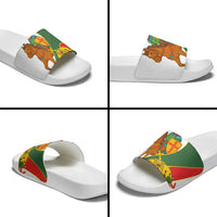 Hungary Slide Sandals with Knight and Angel Illustration Design and National Crest - Wonder Print Shop