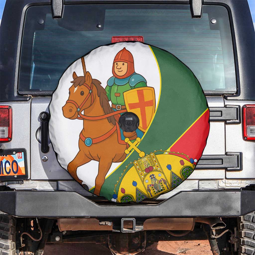 Hungary Spare Tire Cover with Knight and Angel Illustration Design and National Crest - Wonder Print Shop