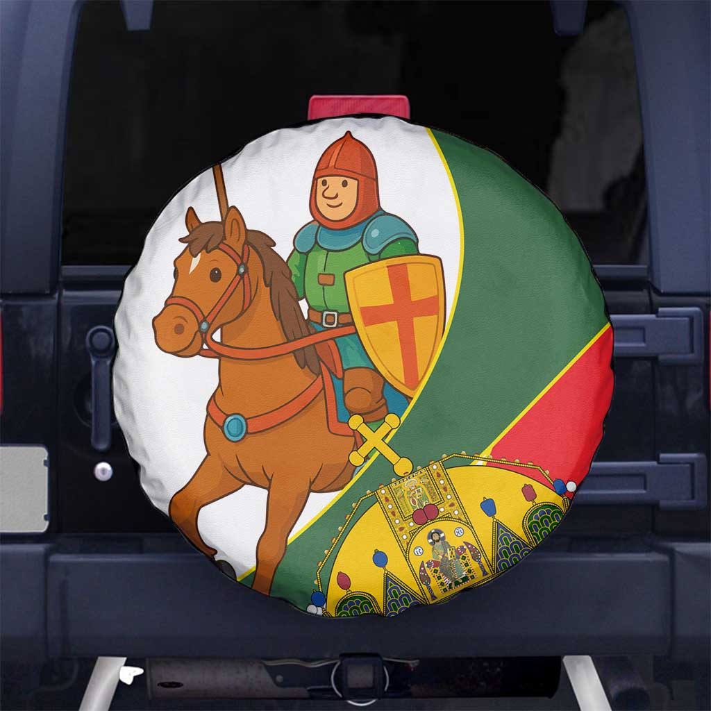 Hungary Spare Tire Cover with Knight and Angel Illustration Design and National Crest - Wonder Print Shop