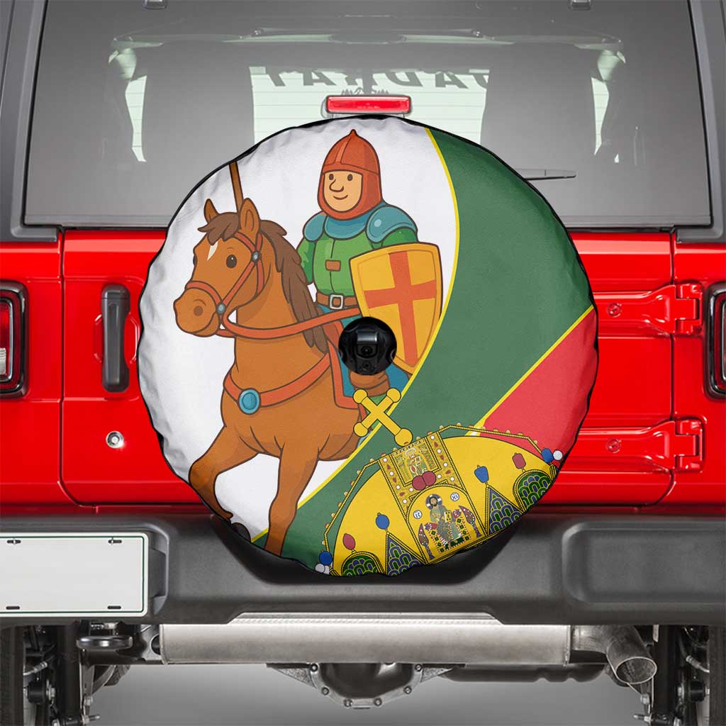 Hungary Spare Tire Cover with Knight and Angel Illustration Design and National Crest - Wonder Print Shop