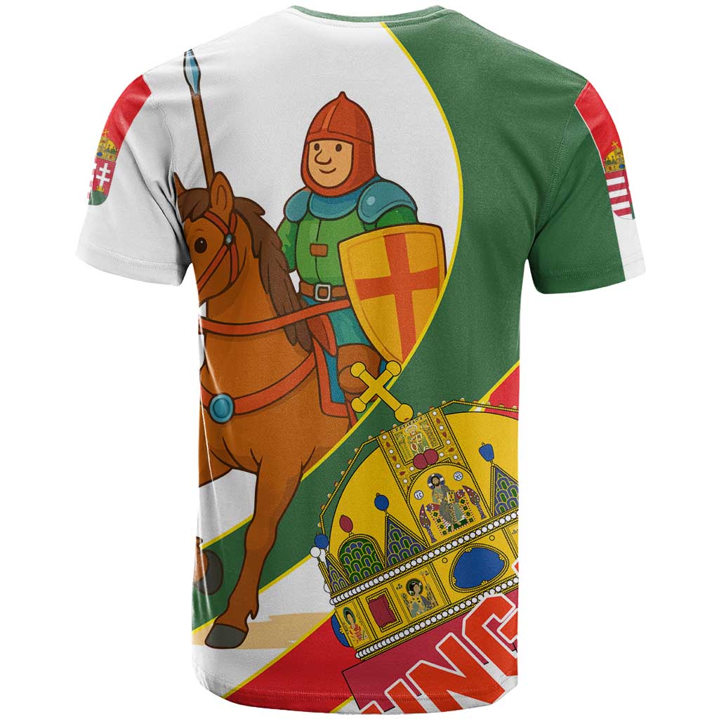 Hungary T Shirt with Knight and Angel Illustration Design and National Crest - Wonder Print Shop