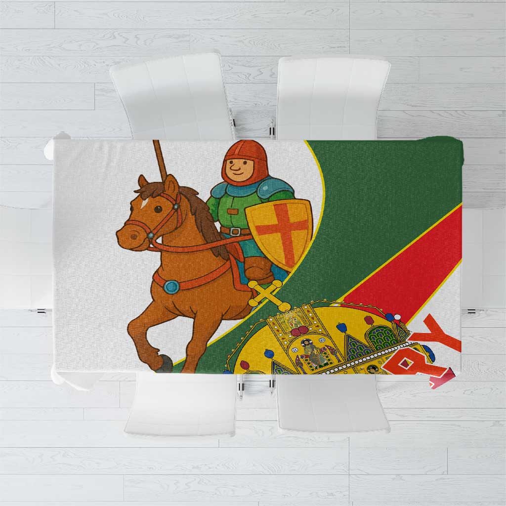Hungary Tablecloth with Knight and Angel Illustration Design and National Crest - Wonder Print Shop