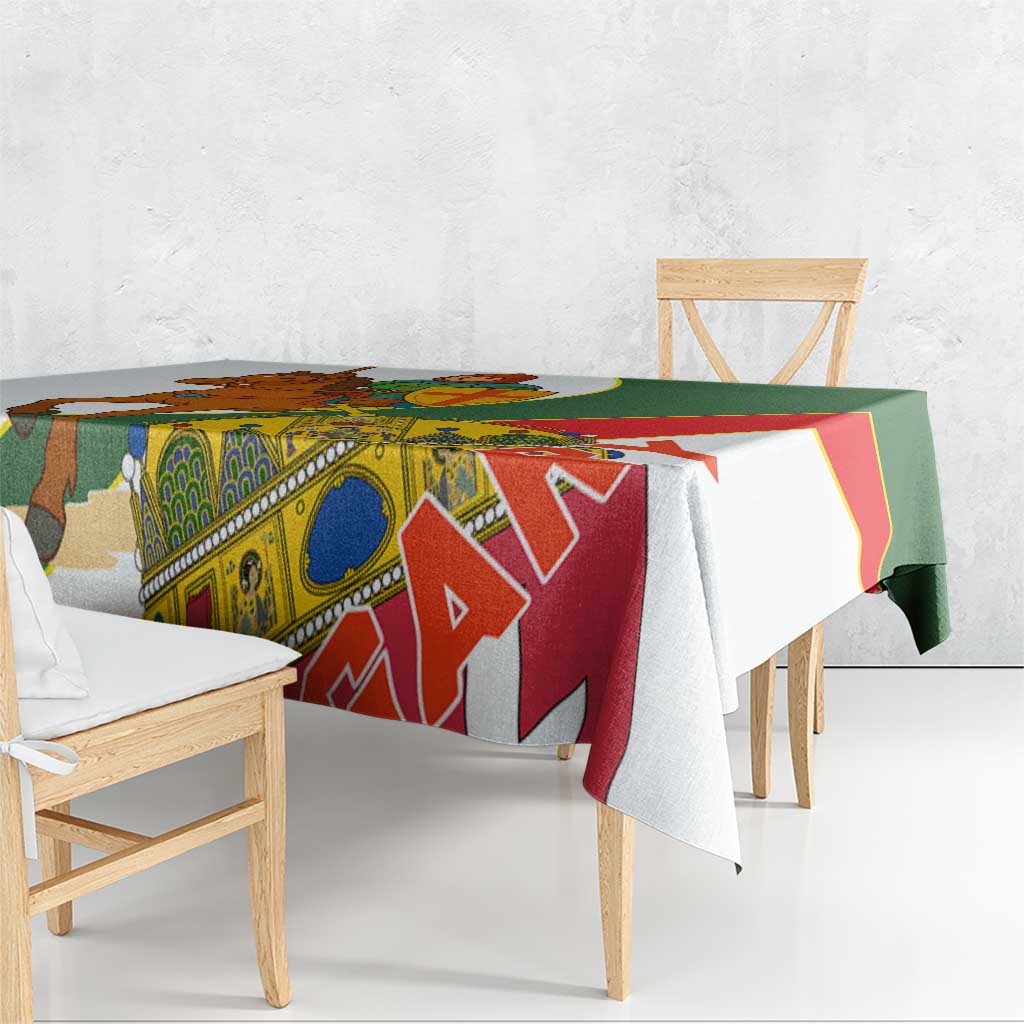 Hungary Tablecloth with Knight and Angel Illustration Design and National Crest - Wonder Print Shop