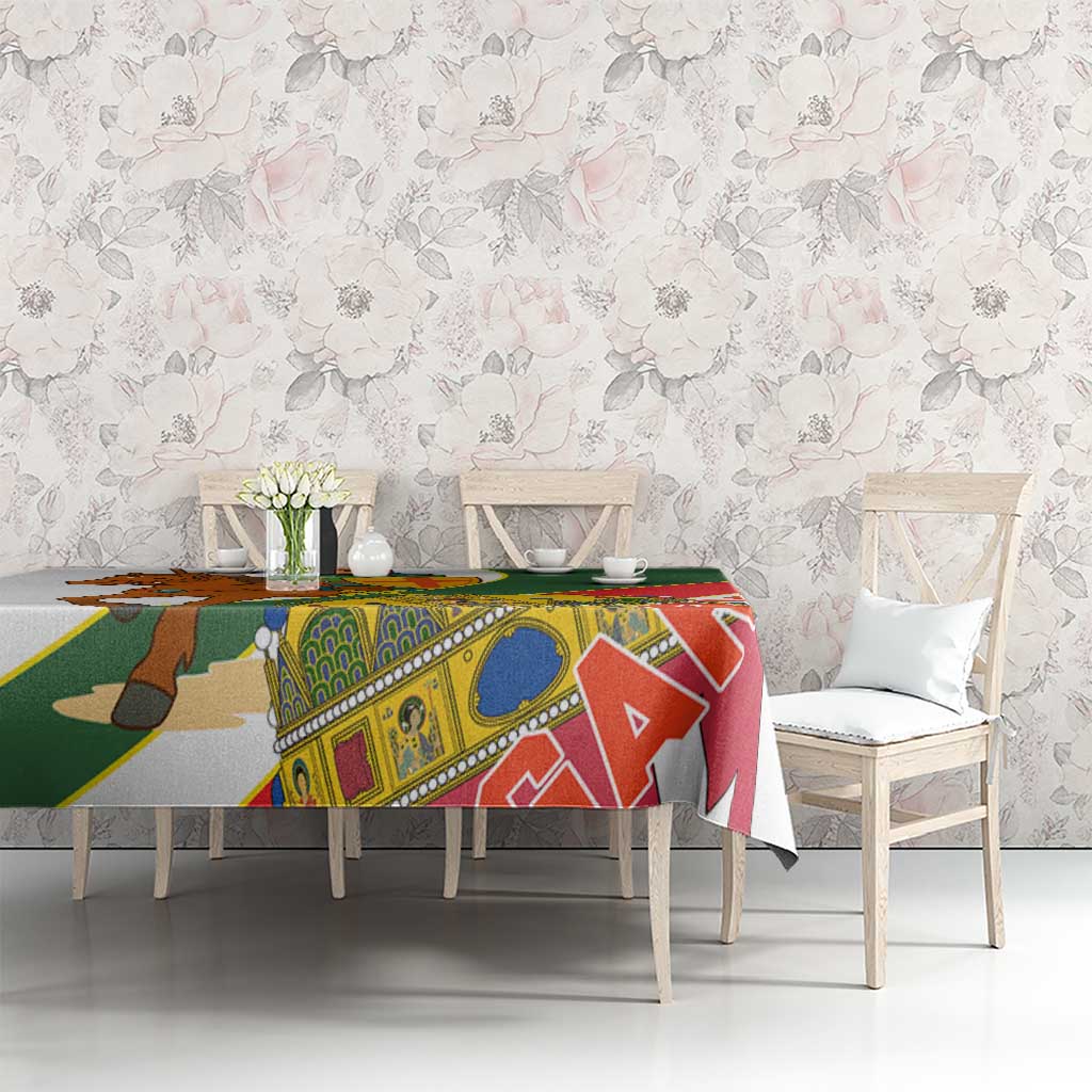 Hungary Tablecloth with Knight and Angel Illustration Design and National Crest - Wonder Print Shop