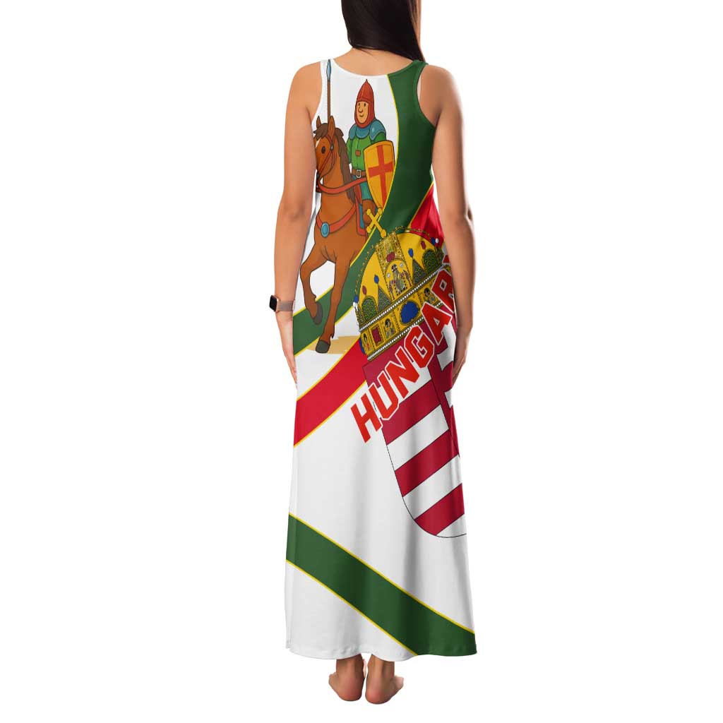 Hungary Tank Maxi Dress with Knight and Angel Illustration Design and National Crest - Wonder Print Shop