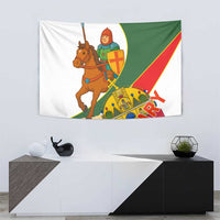 Hungary Tapestry with Knight and Angel Illustration Design and National Crest - Wonder Print Shop