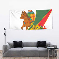 Hungary Tapestry with Knight and Angel Illustration Design and National Crest - Wonder Print Shop