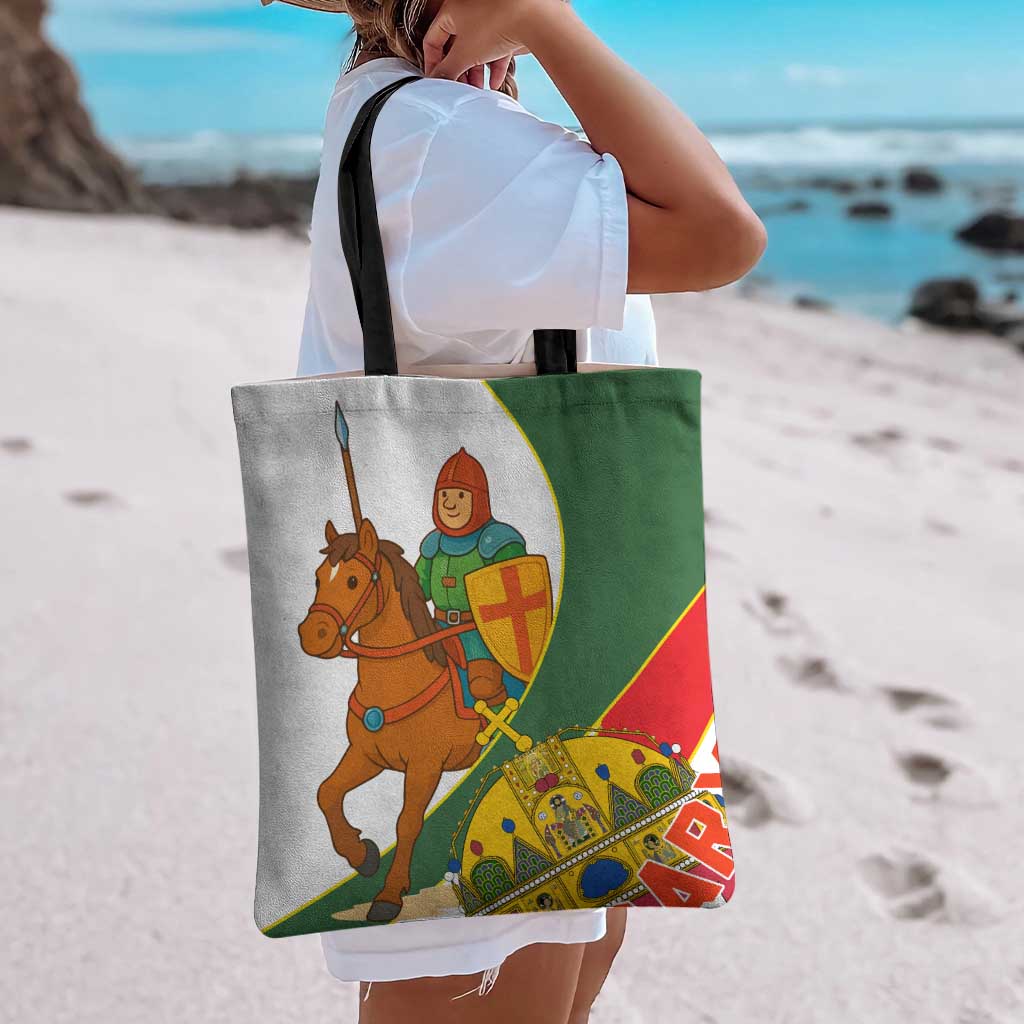Hungary Tote Bag with Knight and Angel Illustration Design and National Crest - Wonder Print Shop