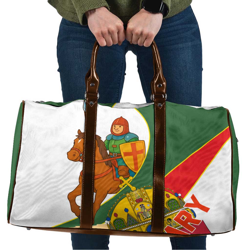 Hungary Travel Bag with Knight and Angel Illustration Design and National Crest - Wonder Print Shop