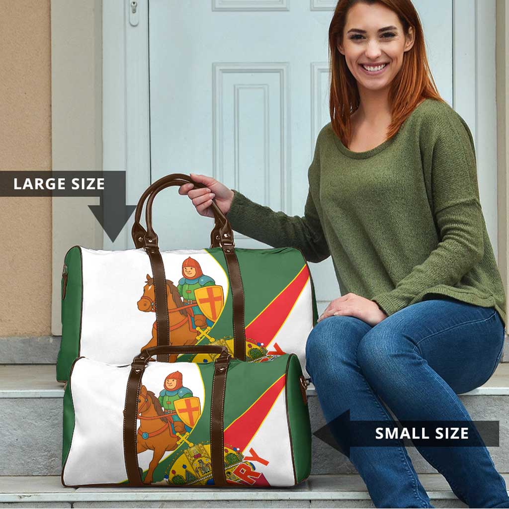 Hungary Travel Bag with Knight and Angel Illustration Design and National Crest - Wonder Print Shop