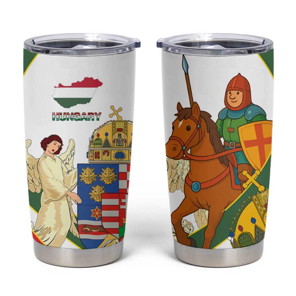 Hungary Tumbler Cup with Knight and Angel Illustration Design and National Crest - Wonder Print Shop