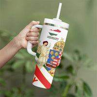 Hungary Tumbler With Handle with Knight and Angel Illustration Design and National Crest - Wonder Print Shop