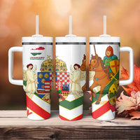 Hungary Tumbler With Handle with Knight and Angel Illustration Design and National Crest - Wonder Print Shop
