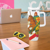 Hungary Tumbler With Handle with Knight and Angel Illustration Design and National Crest - Wonder Print Shop