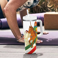 Hungary Tumbler With Handle with Knight and Angel Illustration Design and National Crest - Wonder Print Shop