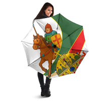 Hungary Umbrella with Knight and Angel Illustration Design and National Crest - Wonder Print Shop