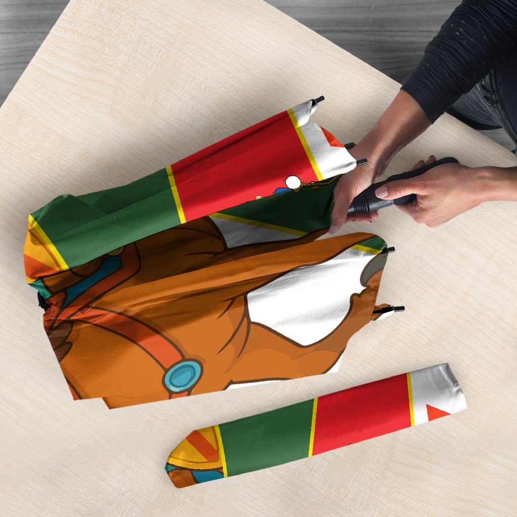 Hungary Umbrella with Knight and Angel Illustration Design and National Crest - Wonder Print Shop