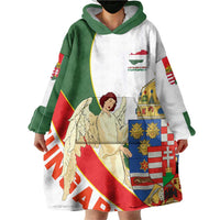 Hungary Wearable Blanket Hoodie with Knight and Angel Illustration Design and National Crest - Wonder Print Shop