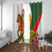 Hungary Window Curtain with Knight and Angel Illustration Design and National Crest - Wonder Print Shop