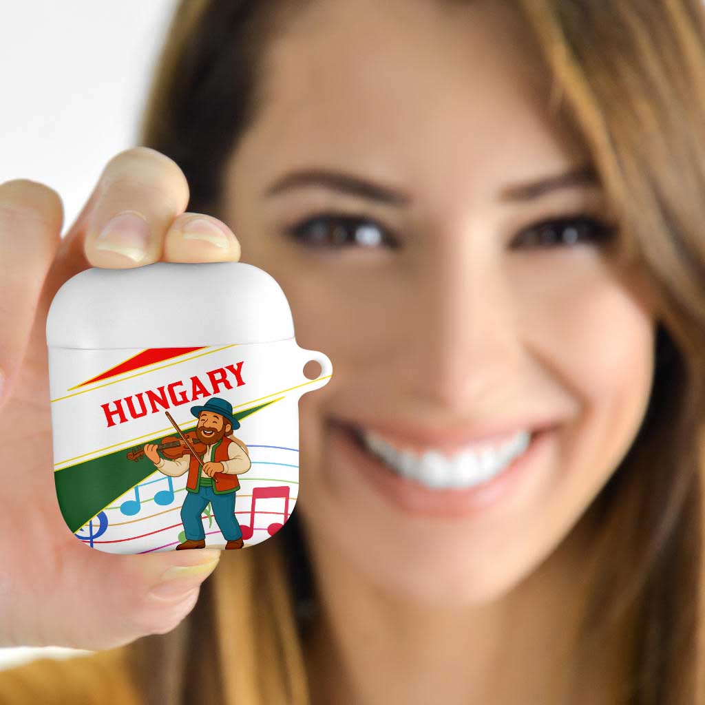 Hungary AirPods Case with Folk Musician Illustration Design and Traditional Floral - Wonder Print Shop