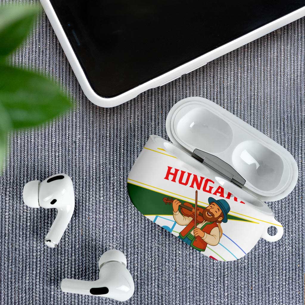 Hungary AirPods Case with Folk Musician Illustration Design and Traditional Floral - Wonder Print Shop