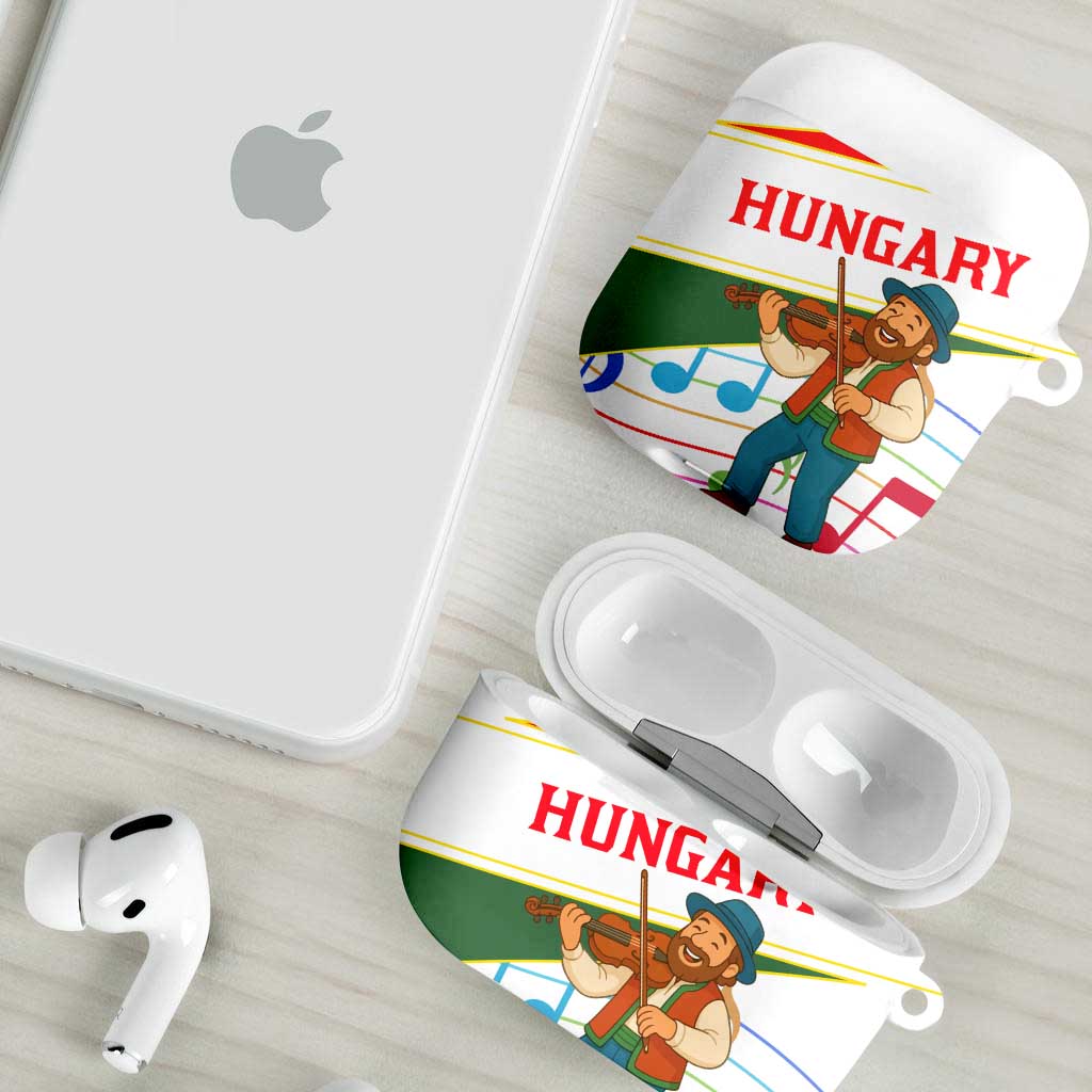 Hungary AirPods Case with Folk Musician Illustration Design and Traditional Floral - Wonder Print Shop