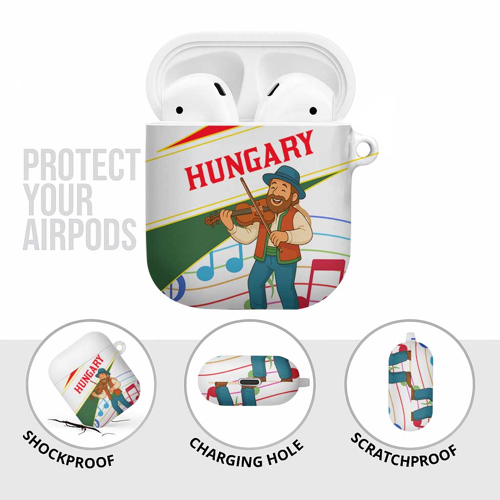 Hungary AirPods Case with Folk Musician Illustration Design and Traditional Floral - Wonder Print Shop
