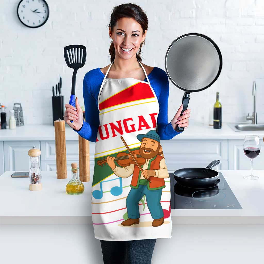 Hungary Apron with Folk Musician Illustration Design and Traditional Floral - Wonder Print Shop