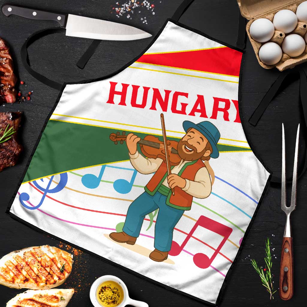 Hungary Apron with Folk Musician Illustration Design and Traditional Floral - Wonder Print Shop