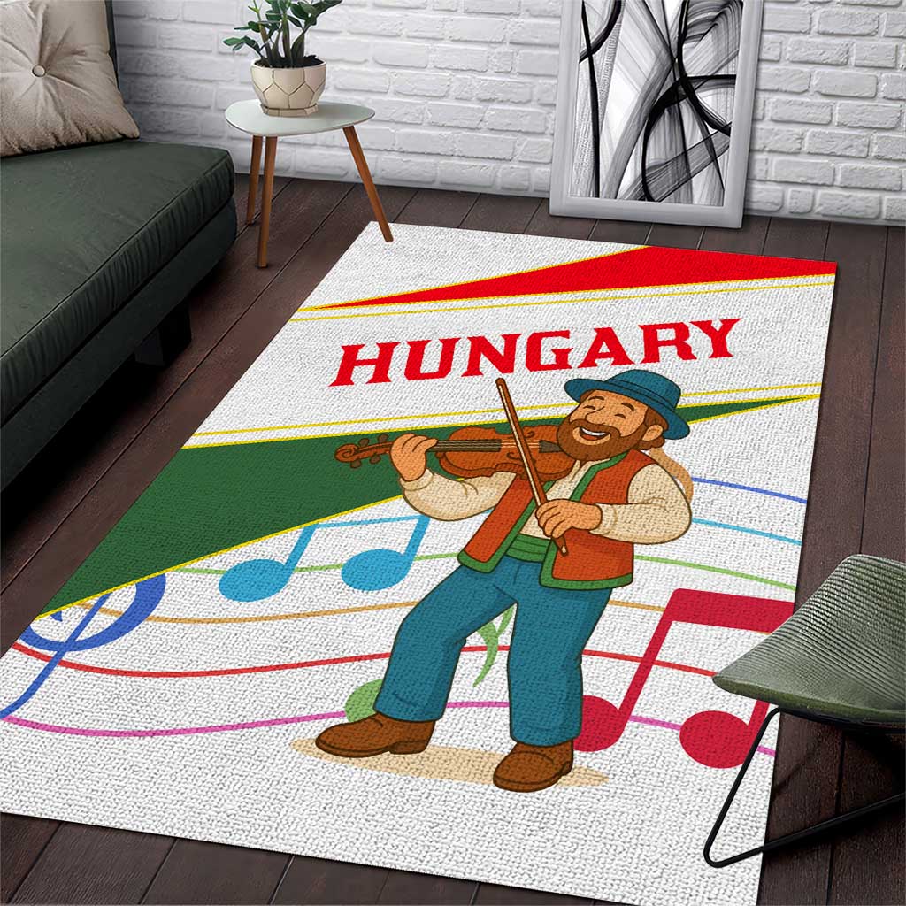 Hungary Area Rug with Folk Musician Illustration Design and Traditional Floral - Wonder Print Shop