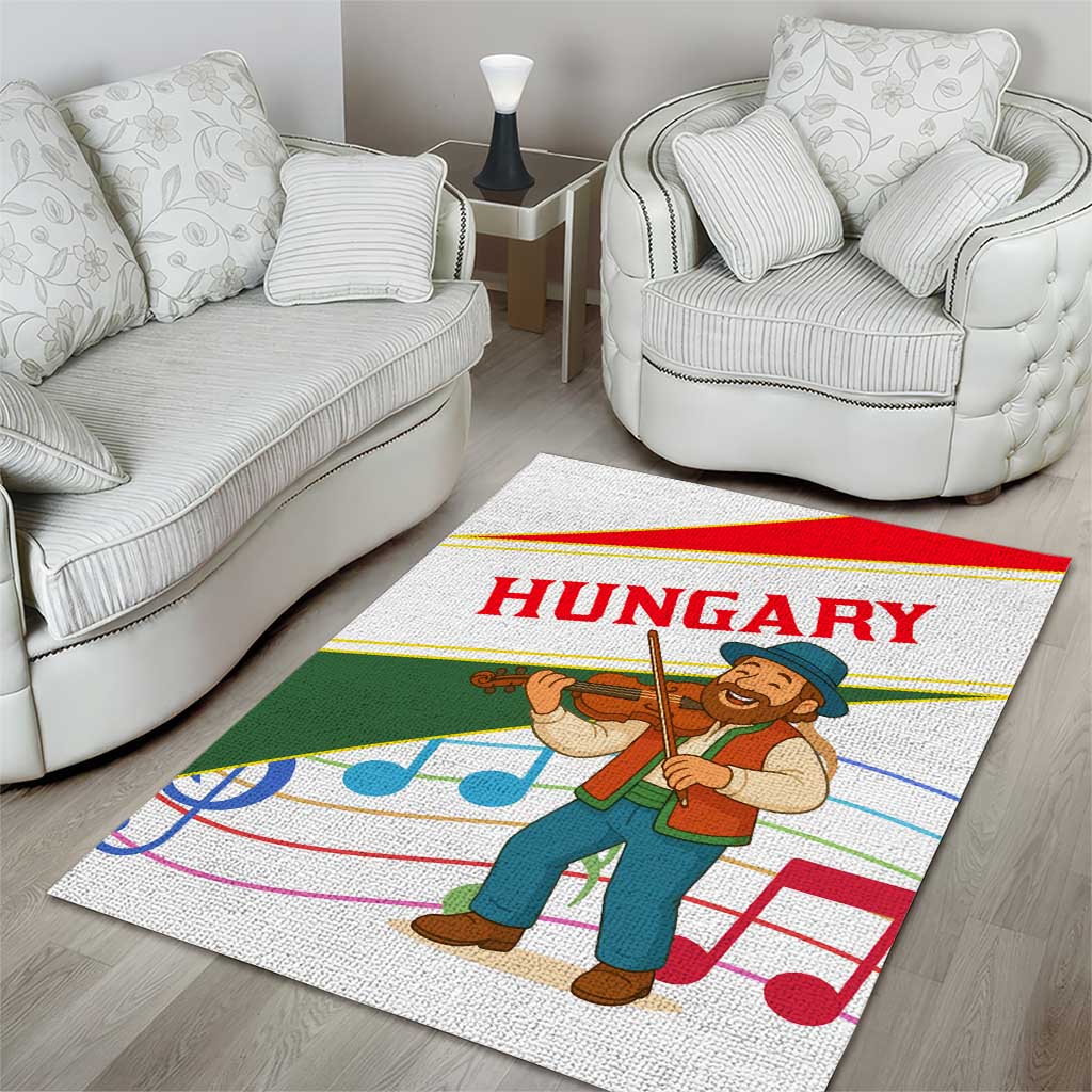Hungary Area Rug with Folk Musician Illustration Design and Traditional Floral - Wonder Print Shop