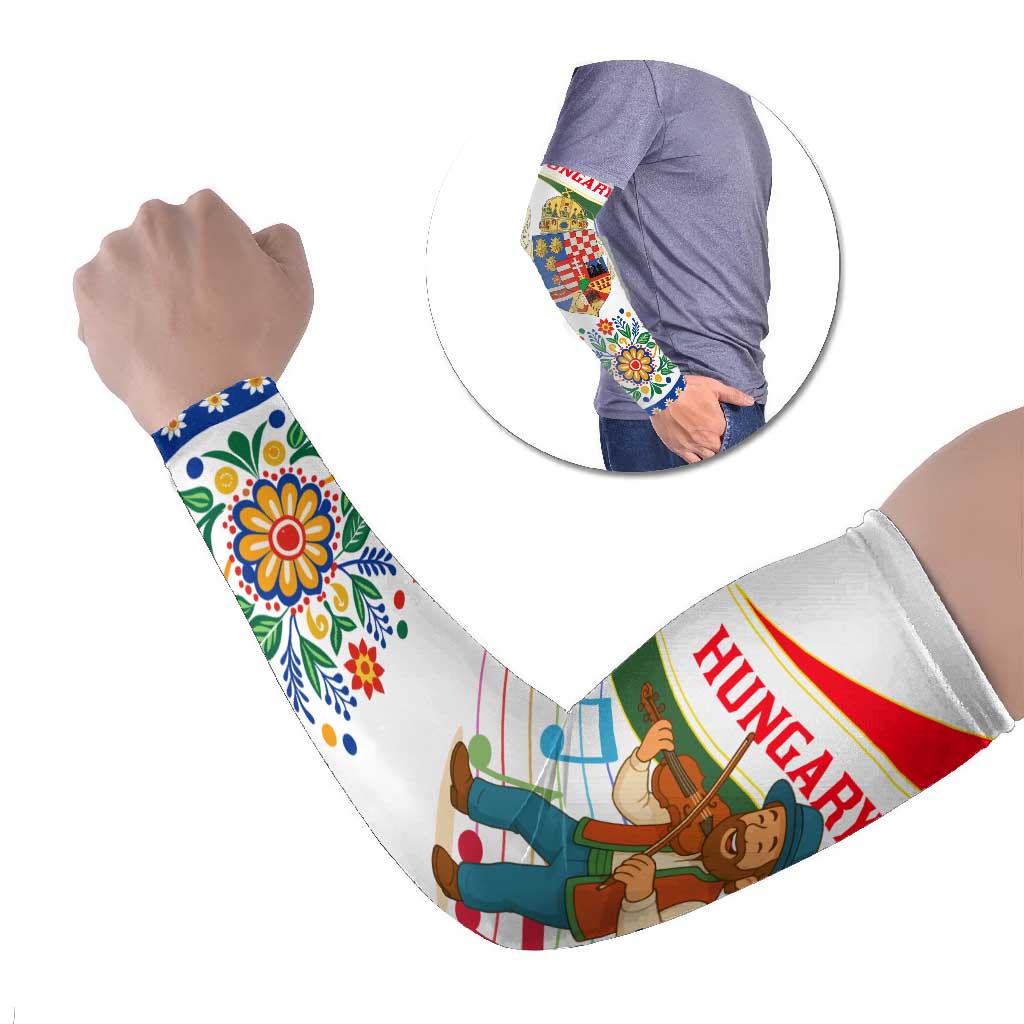 Hungary Arm Sleeves with Folk Musician Illustration Design and Traditional Floral - Wonder Print Shop