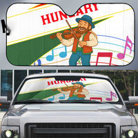 Hungary Auto Sun Shade with Folk Musician Illustration Design and Traditional Floral - Wonder Print Shop