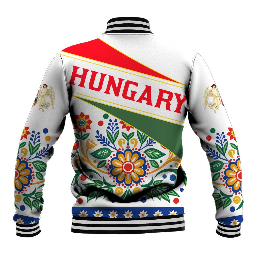 Hungary Baseball Jacket with Folk Musician Illustration Design and Traditional Floral - Wonder Print Shop