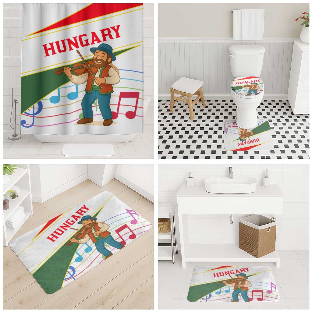 Hungary Bathroom Set with Folk Musician Illustration Design and Traditional Floral - Wonder Print Shop